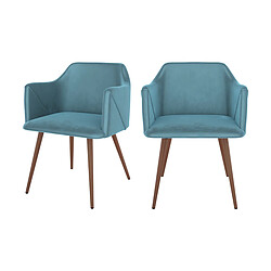 Rendez Vous Deco Chaise Daisy en velours bleu (lot de 2) 