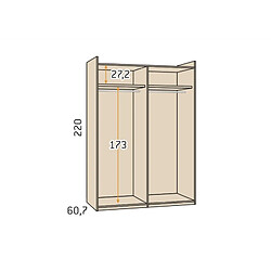 Avis Inside 75 Armoire 2 portes coulissantes suspendues 1 panneau 138,1 x 220 cm couleur Arios porte miroir droite