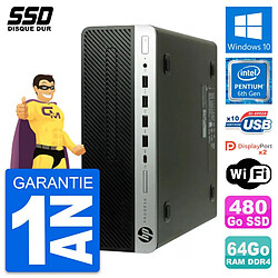 PC HP ProDesk 600 G3 SFF Intel Pentium G4400 RAM 64Go SSD 480Go Windows 10 Wifi - Occasion