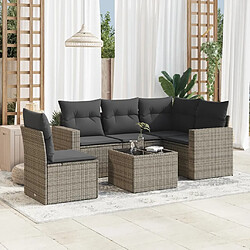 vidaXL Salon de jardin 6 pcs avec coussins gris résine tressée 