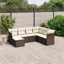 vidaXL Salon de jardin avec coussins 7 pcs marron résine tressée 