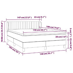 vidaXL Sommier à lattes de lit et matelas Gris clair 140x190cm Velours pas cher