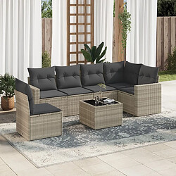 vidaXL Salon de jardin avec coussins 7 pcs gris clair résine tressée 