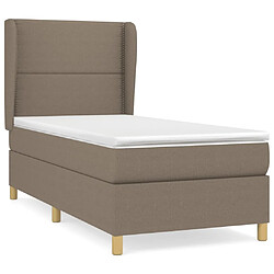 Maison Chic Structures de lit + matelas,Lit à sommier tapissier avec matelas Taupe 90x200 cm Tissu -MN52318