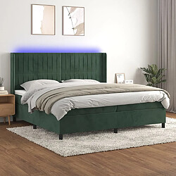 vidaXL Sommier à lattes de lit matelas et LED Vert foncé 200x200 cm