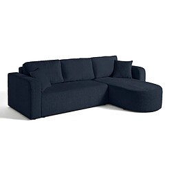 Bestmobilier Miro - canapé d'angle réversible - 4 places - convertible avec coffre - en velours texturé Miro - canapé d'angle réversible - 4 places - convertible avec coffre - en velours texturé - Bleu