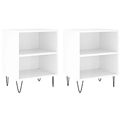 vidaXL Tables de chevet 2pcs blanc brillant 40x30x50cm bois ingénierie