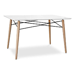 ICONIK INTERIOR Table rectangulaire pour salle à manger - Design scandinave - Bois - 110 x 80 cm Blanc