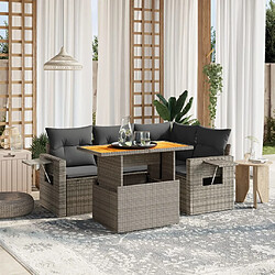 vidaXL Salon de jardin 5 pcs avec coussins gris résine tressée 