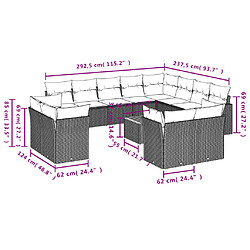 Avis vidaXL Salon de jardin avec coussins 13 pcs noir résine tressée