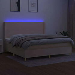 Avis Maison Chic Lit adulte- Lit + matelas + LED,Sommier à lattes de lit matelas et LED Crème 200x200 cm Tissu -GKD62849