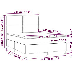 vidaXL Sommier à lattes de lit et matelas et LED Gris foncé 140x200 cm pas cher