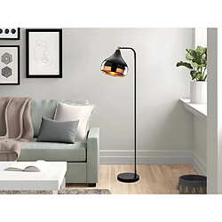 Vente-Unique Lampadaire en métal à abat-jour orientable - H. 120 cm - Noir et cuivré - YILDO