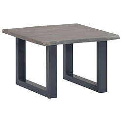 vidaXL Table basse avec bord naturel Gris 60x60x40 cm Bois d'acacia