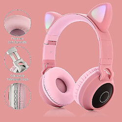 Universal Bluetooth sans fil oreille de chat casque, casque lumineux casque enfant carte SD pas cher