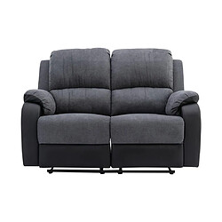 Vente-Unique Canapé 2 places relax en microfibre et simili gris et noir BRODY