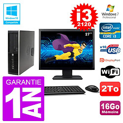 PC HP 6200 SFF Ecran 27" Intel i3-2120 RAM 16Go Disque 2To Graveur DVD Wifi W7 - Occasion