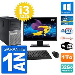 PC Tour Dell 9010 Ecran 19" Intel i3-3220 RAM 32Go Disque 1To Windows 10 Wifi · Occasion 