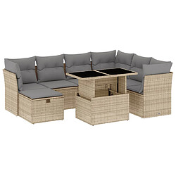 vidaXL Salon de jardin avec coussins 8 pcs beige résine tressée