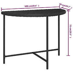 vidaXL Table de jardin Noir 100x50x75 cm Résine tressée pas cher