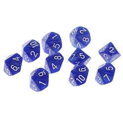 Avis 10 pièces en plastique 10 faces d10 d10 pour le jeu de barre de jeu accessoire bleu