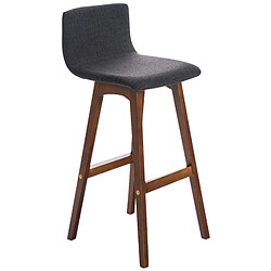 Decoshop26 Lot de 2 tabourets de bar chaise hautes en tissu gris foncé piètement à quatre pieds en bois foncé 10_0004419