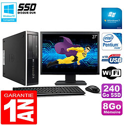 PC HP Compaq Pro 6300 SFF G630 RAM 8Go 240Go SSD Graveur DVD Wifi W7 Ecran 27" - Occasion