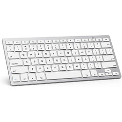 Clavier Bluetooth pour tablette Samsung, clavier ultra fin pour tablette Samsung Galaxy Tab S7 Plus/ S6 Lite, Tab A 10.1/8.0 2019/ A7 et autres appareils compatibles Bluetooth, blanc 