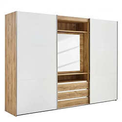 Inside 75 Armoire de rangement coulissante MARITA chêne verre blanc miroir pivotant L 300 H 236 cm