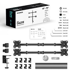 ONKRON Bras 4 Ecran 13-32 - 8 kg Chacun - VESA 75x75&amp;100x100 - Inclinable Pivotant Rotatif D421E-B Noir pas cher