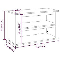 vidaXL Étagère à chaussures Gris béton 75x35x45 cm Bois d'ingénierie pas cher