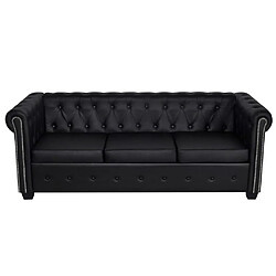 vidaXL Canapé Chesterfield à 3 places cuir synthétique noir