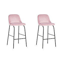 Beliani Tabouret de bar Set de 2 Velours Rose NEKOMA