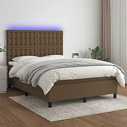 vidaXL Sommier à lattes de lit matelas et LED Marron foncé 140x200 cm 