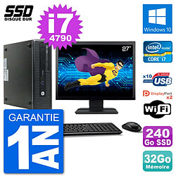 PC HP EliteDesk 800 G1 Ecran 27" Core i7-4790 RAM 32Go SSD 240Go Windows 10 Wifi · Occasion 