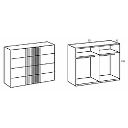 Avis Inside 75 Armoire coulissante CREST 225 cm chêne artisan aspect clayettes corps graphite