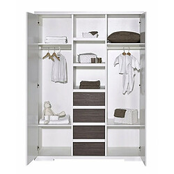 Schardt Armoire bébé 2 portes 4 tiroirs laqué blanc et gris Maxx Fleetwood L 139 x H 191 x P 53 cm