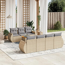 vidaXL Salon de jardin avec coussins 8 pcs beige résine tressée 