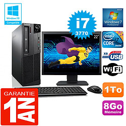 PC Lenovo M92p SFF Core I7-3770 Ram 8Go Disque 1 To Wifi W7 Ecran 22" · Occasion 