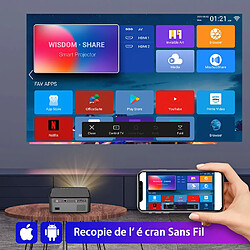 FLZEN Android Wifi Bluetooth, 1080P FULL HD, Correction en 4 points, Projection LatéraleZoom, avec écran 100", Sac de transport et Suspension de Projecteur