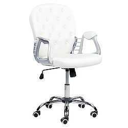 Beliani Chaise de bureau Cuir PU Blanc PRINCESS 