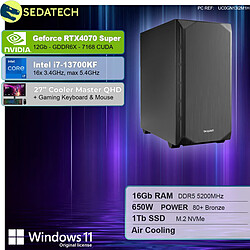 Sedatech Pack PC Gamer Silent Silent • Intel i7-13700KF • RTX4070 Super • 16Go DDR5 • 1To SSD M.2 • Windows 11 • Moniteur 27''