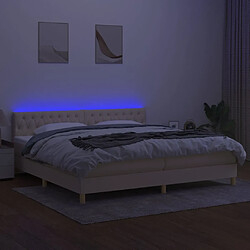 Avis vidaXL Sommier à lattes de lit et matelas et LED Crème 200x200cm Tissu