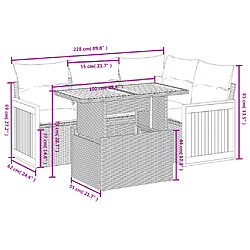 Avis vidaXL Salon de jardin avec coussins 5 pcs beige résine tressée