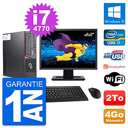 PC Fujitsu E720 DT Ecran 22" Intel i7-4770 RAM 4Go Disque 2To Windows 10 Wifi · Occasion 