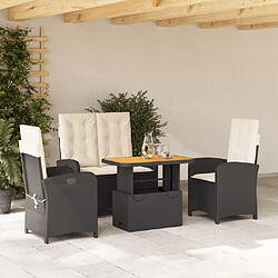 Maison Chic Ensemble à manger d'extérieur 4 pcs avec coussins,Salon de jardin noir -GKD452252