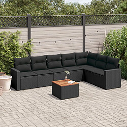 vidaXL Salon de jardin 8 pcs avec coussins noir résine tressée 