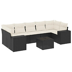 vidaXL Salon de jardin 8 pcs avec coussins noir résine tressée