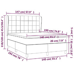 vidaXL Sommier à lattes de lit et matelas Gris clair 140x190cm Velours pas cher