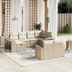 vidaXL Salon de jardin avec coussins 10 pcs beige résine tressée